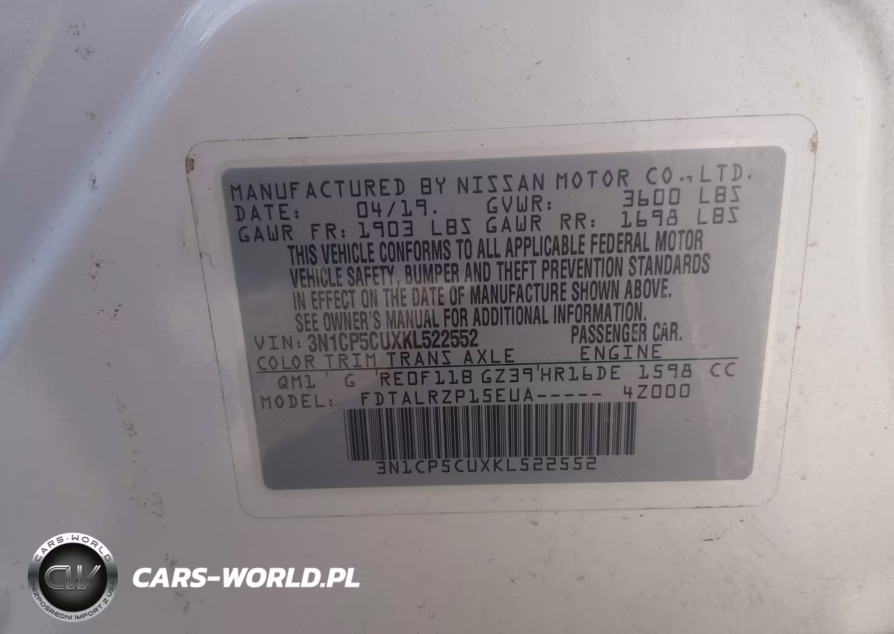 2019 Nissan Kicks S VIN:3N1CP5CUXKL522552 - 9