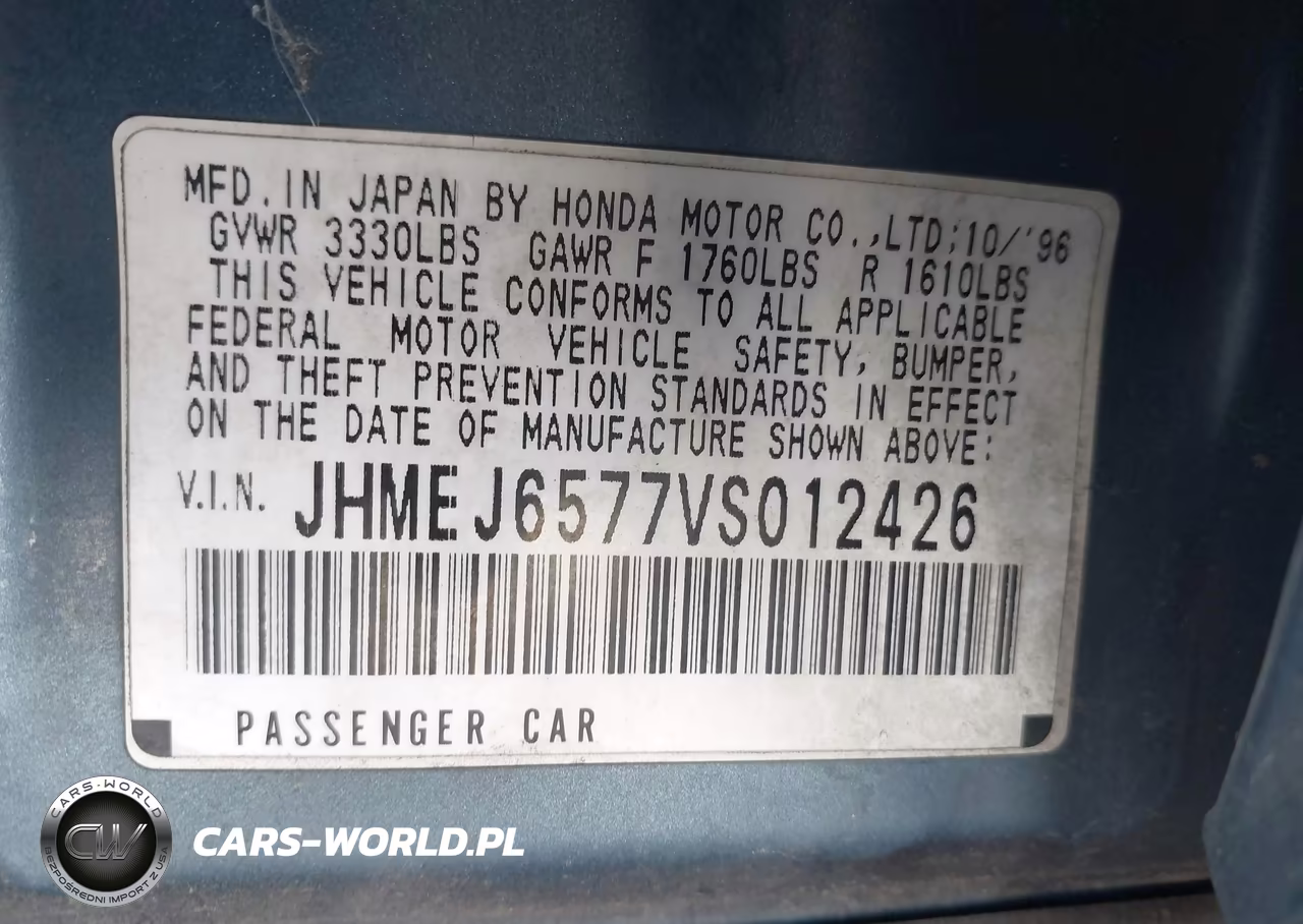 1997 Honda Civic Lx VIN:JHMEJ6577VS012426 - 9