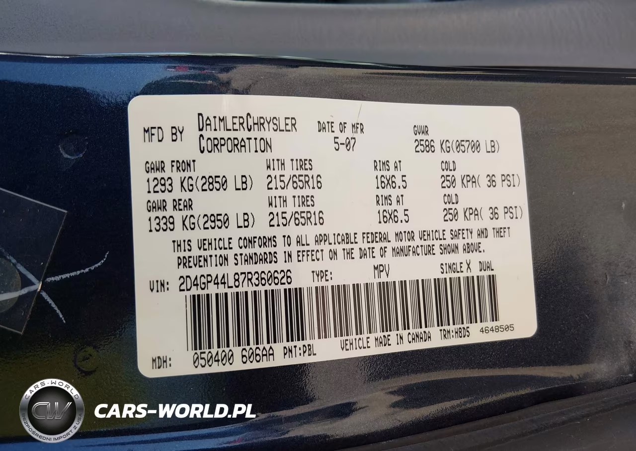 2007 Dodge Grand Caravan Sxt VIN:2D4GP44L87R360626 - 9