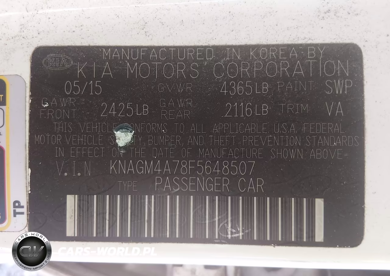 2015 Kia Optima Lx VIN:KNAGM4A78F5648507 - 9
