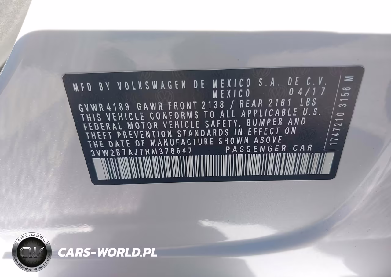 2017 Volkswagen Jetta 1.4T S VIN:3VW2B7AJ7HM378647 - 9