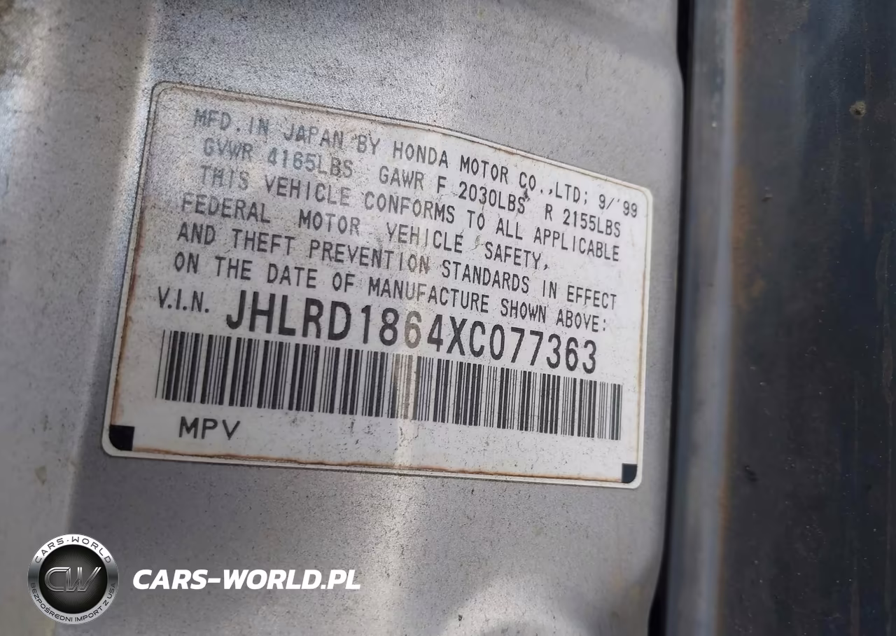 1999 Honda Cr-V Ex VIN:JHLRD1864XC077363 - 9