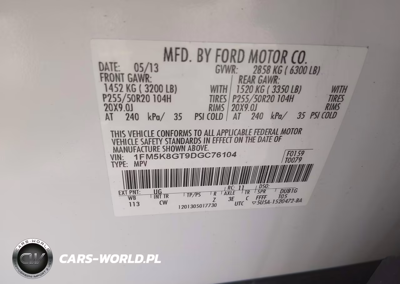 2013 Ford Explorer Sport VIN:1FM5K8GT9DGC76104 - 9