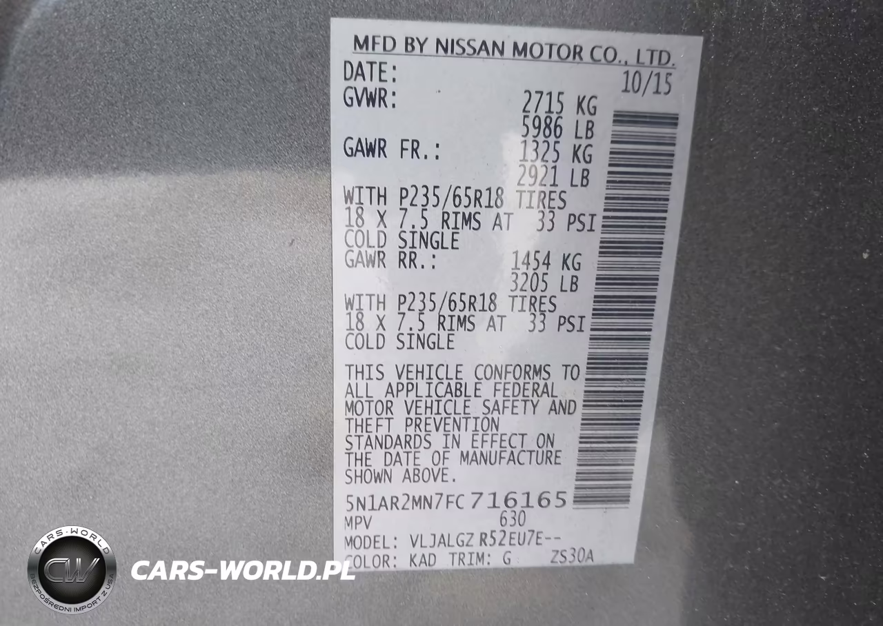 2015 Nissan Pathfinder Sl VIN:5N1AR2MN7FC716165 - 9