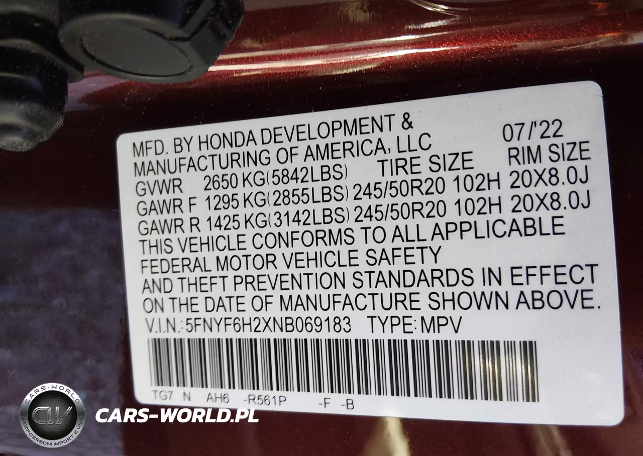 2022 Honda Pilot Awd Special Edition VIN:5FNYF6H2XNB069183 - 9