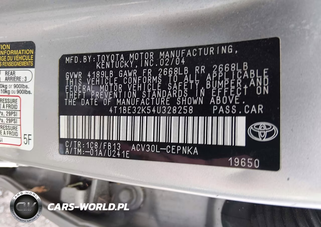 2004 Toyota Camry Le VIN:4T1BE32K54U328258 - 9