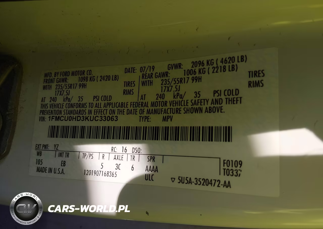 2019 Ford Escape Sel VIN:1FMCU0HD3KUC33063 - 9
