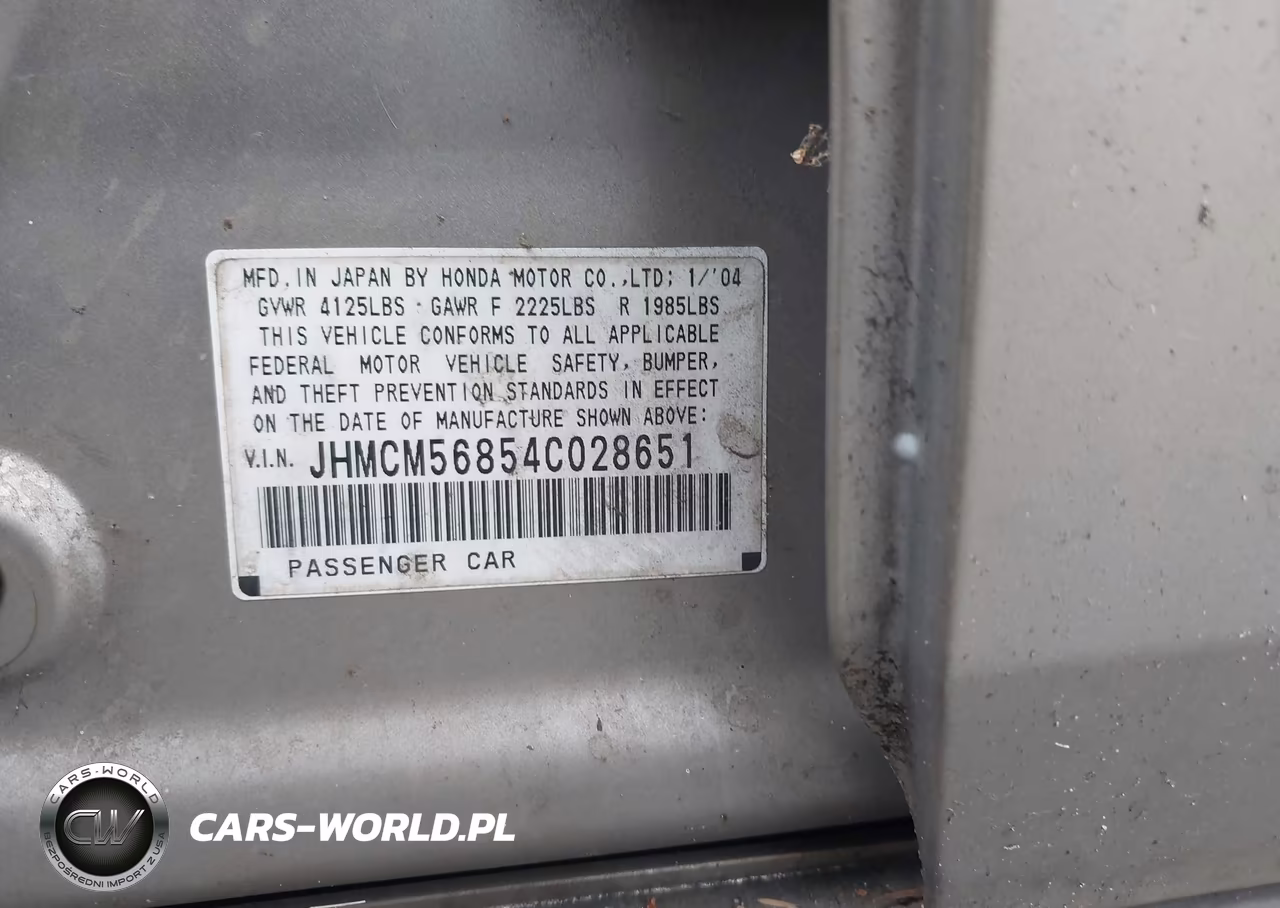 2004 Honda Accord Ex VIN:JHMCM56854C028651 - 9