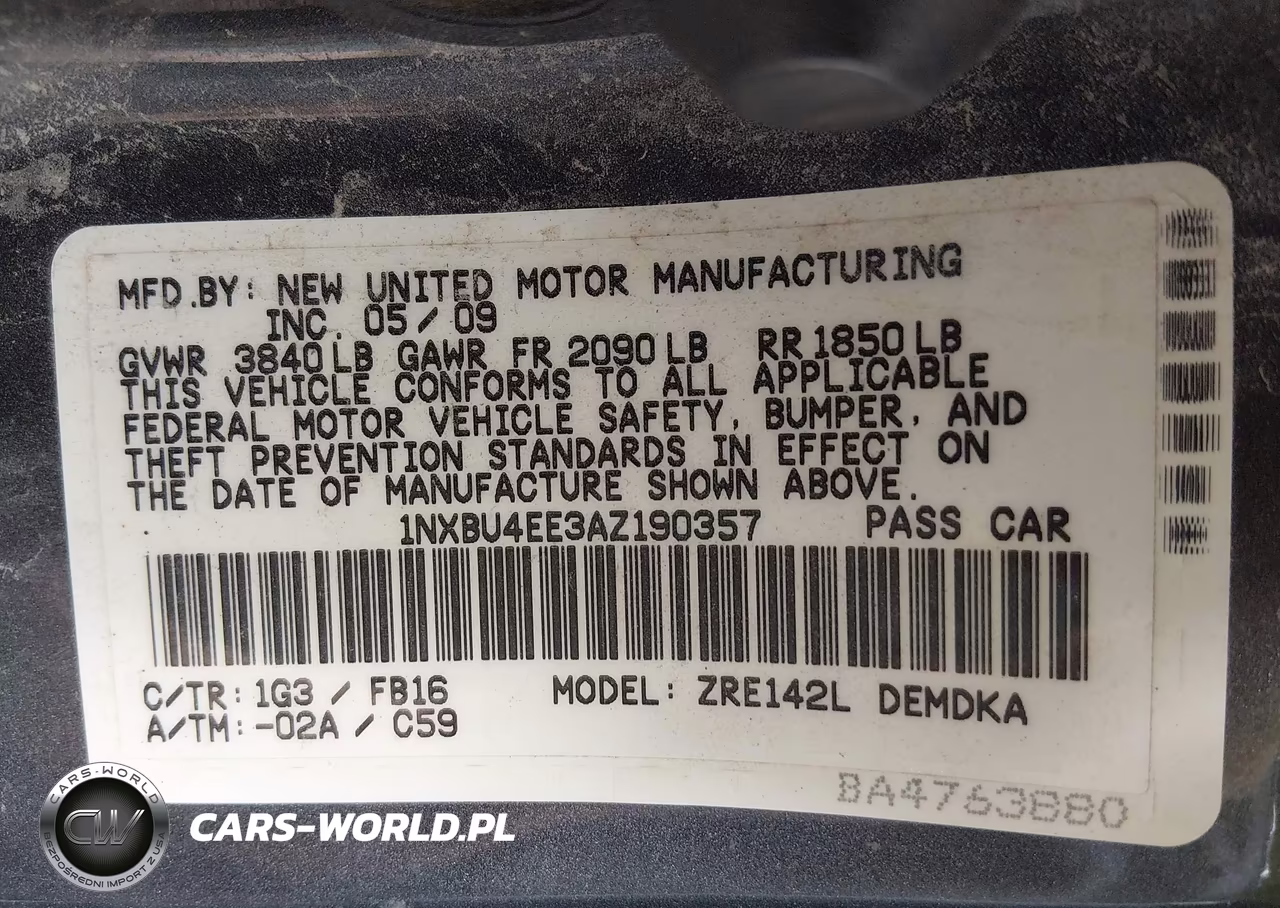 2010 Toyota Corolla VIN:1NXBU4EE3AZ190357 - 9