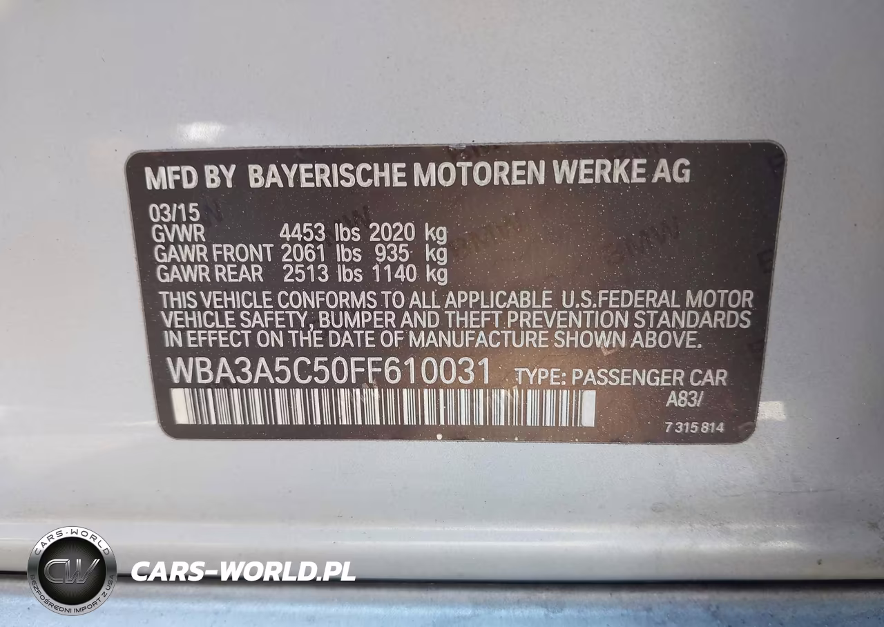 2015 BMW 328I VIN:WBA3A5C50FF610031 - 9