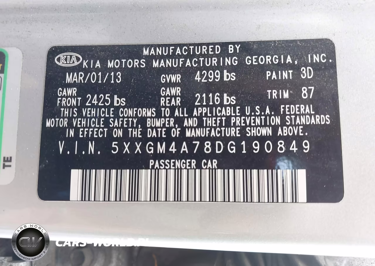 2013 Kia Optima Lx VIN:5XXGM4A78DG190849 - 9
