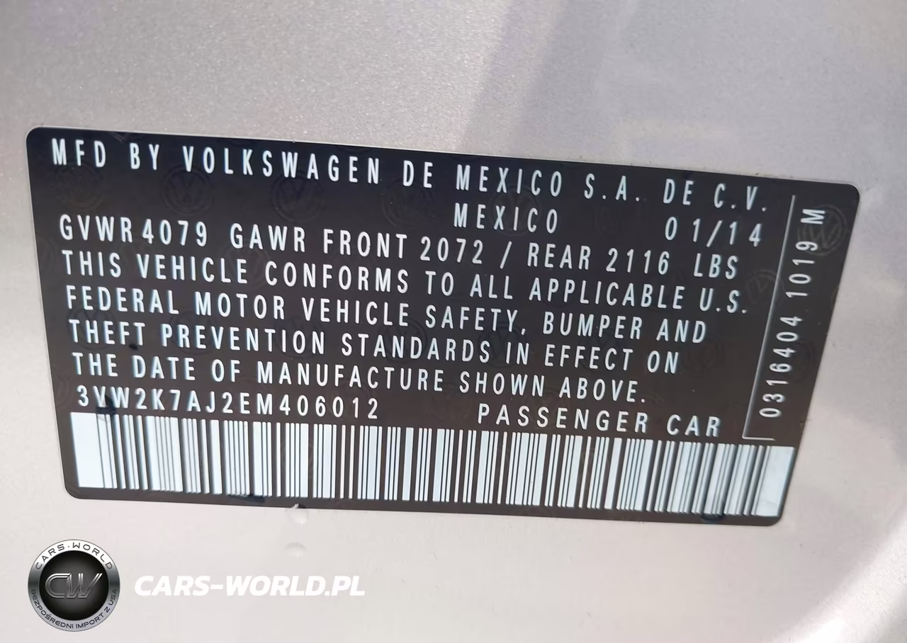 2014 Volkswagen Jetta 2.0L S VIN:3VW2K7AJ2EM406012 - 9