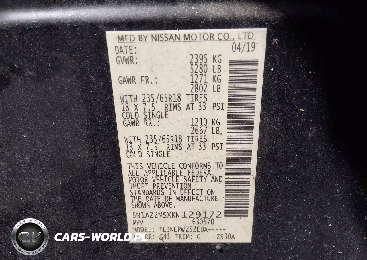 2019 Nissan Murano S VIN:5N1AZ2MSXKN129172 - 9