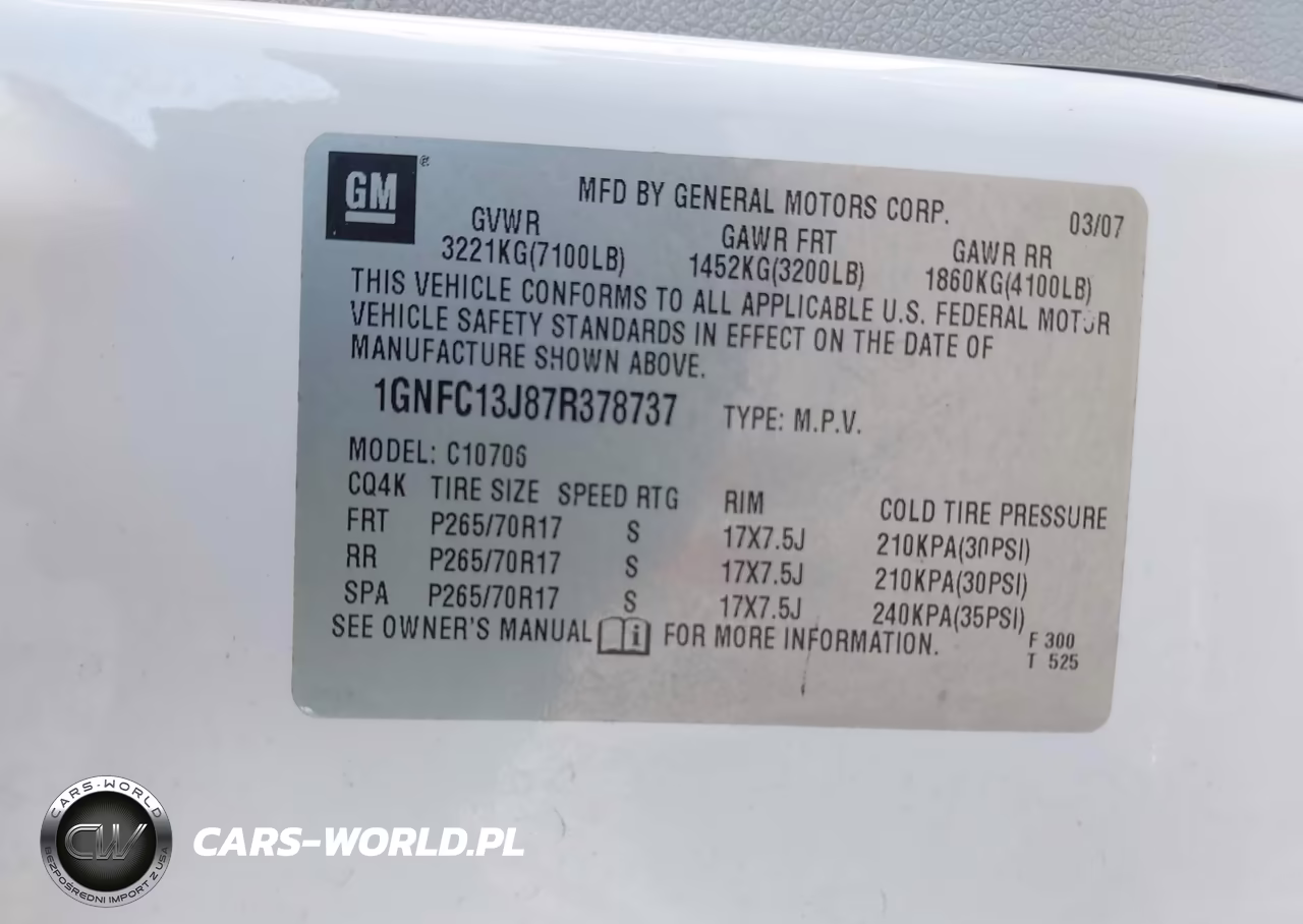 2007 Chevrolet Tahoe Lt VIN:1GNFC13J87R378737 - 9