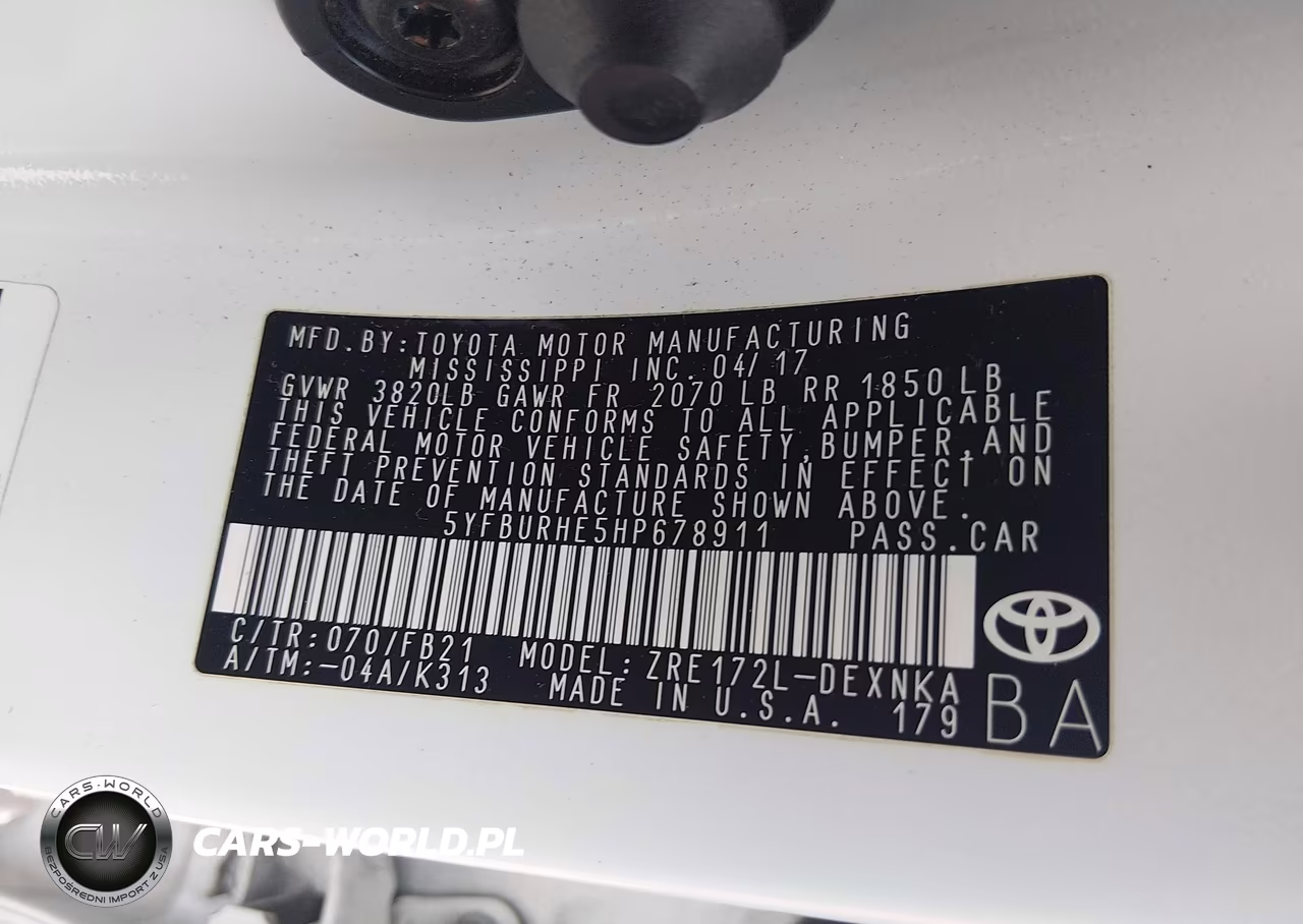 2017 Toyota Corolla Le VIN:5YFBURHE5HP678911 - 9