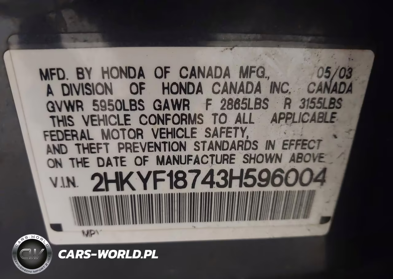 2003 Honda Pilot Ex-L VIN:2HKYF18743H596004 - 9