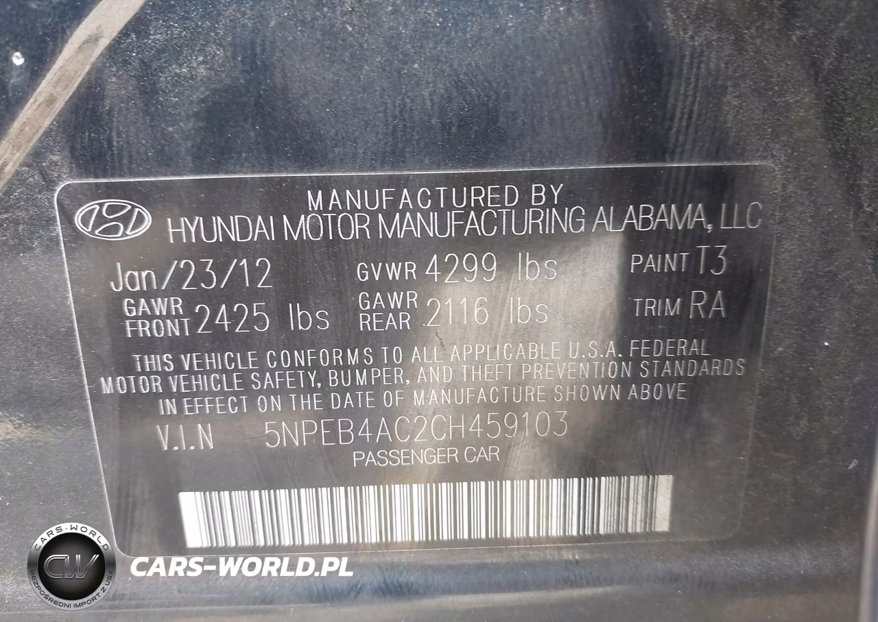 2012 Hyundai Sonata Gls VIN:5NPEB4AC2CH459103 - 9
