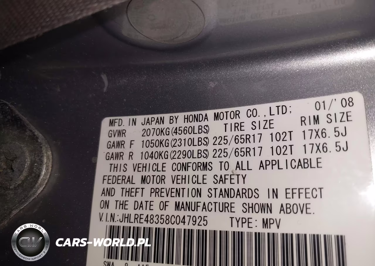 2008 Honda Cr-V Lx VIN:JHLRE48358C047925 - 9