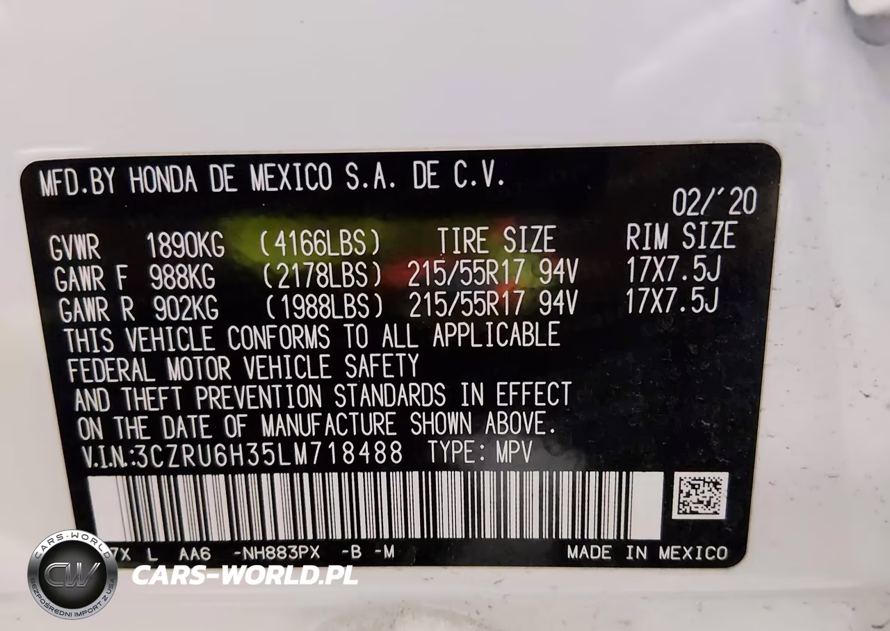 2020 Honda Hr-V Awd Lx VIN:3CZRU6H35LM718488 - 9