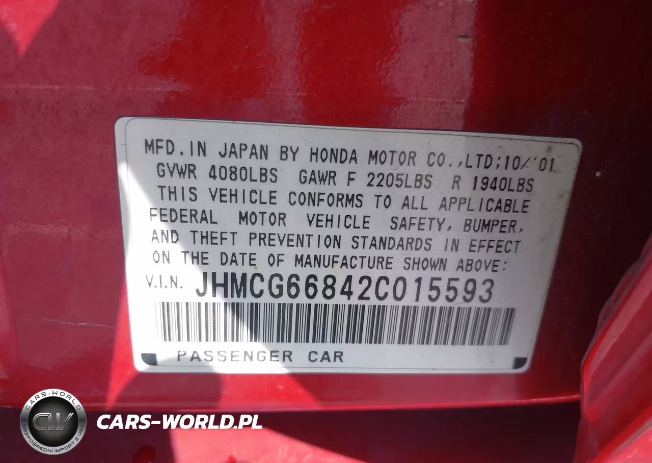 2002 Honda Accord 2.3 Ex-2.3 Se VIN:JHMCG66842C015593 - 9