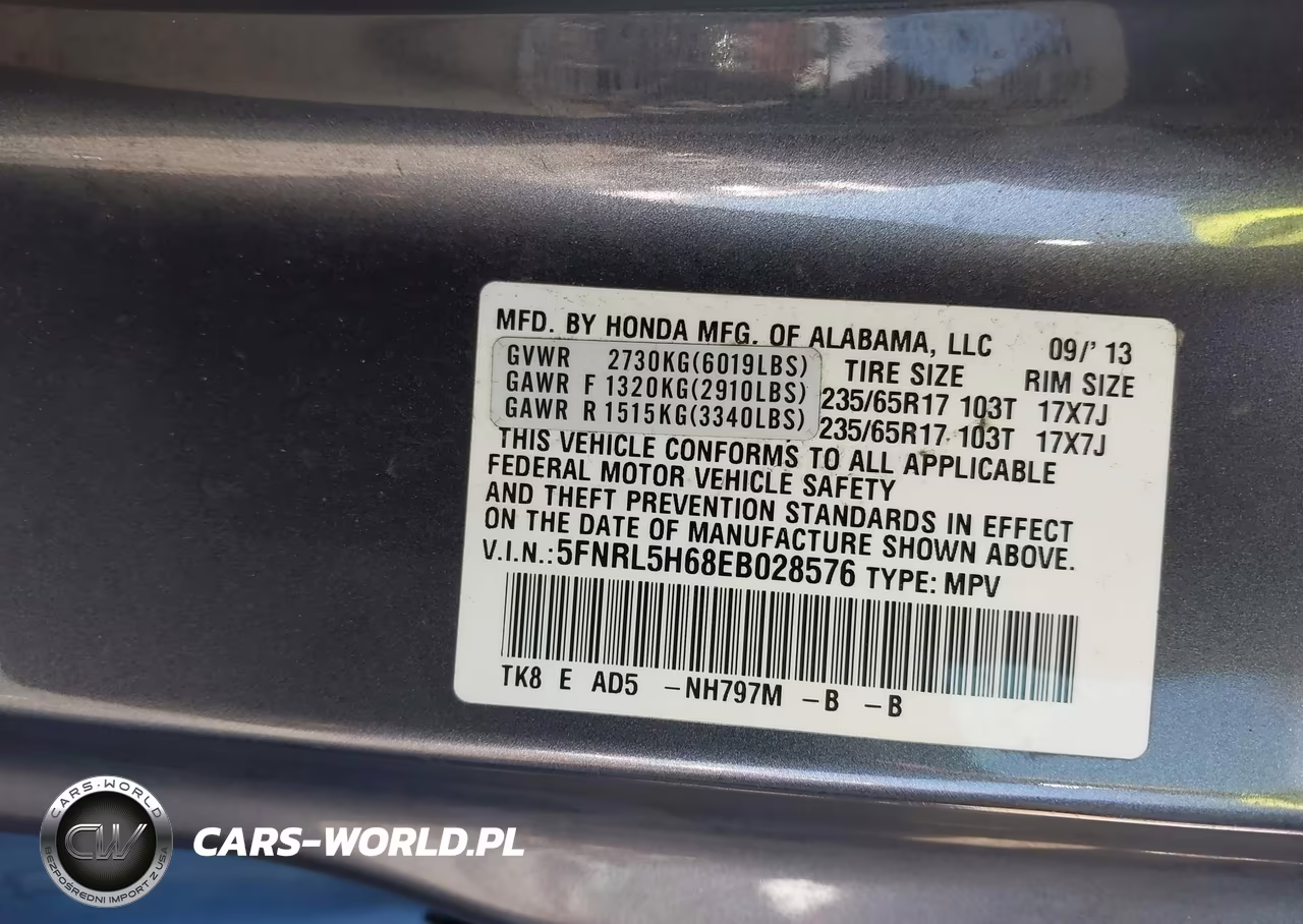 2014 Honda Odyssey Ex-L VIN:5FNRL5H68EB028576 - 9