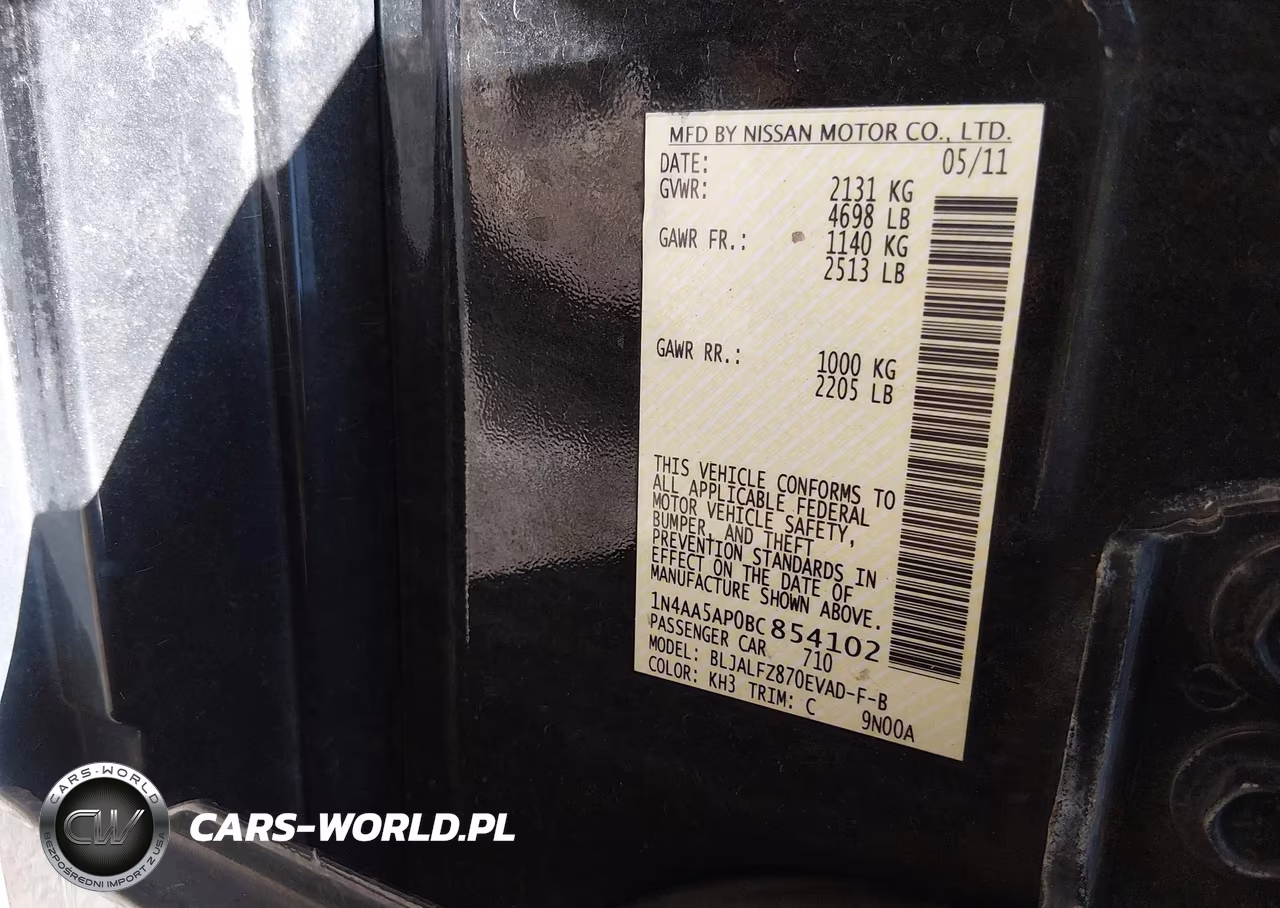 2011 Nissan Maxima 3.5 Sv VIN:1N4AA5AP0BC854102 - 9