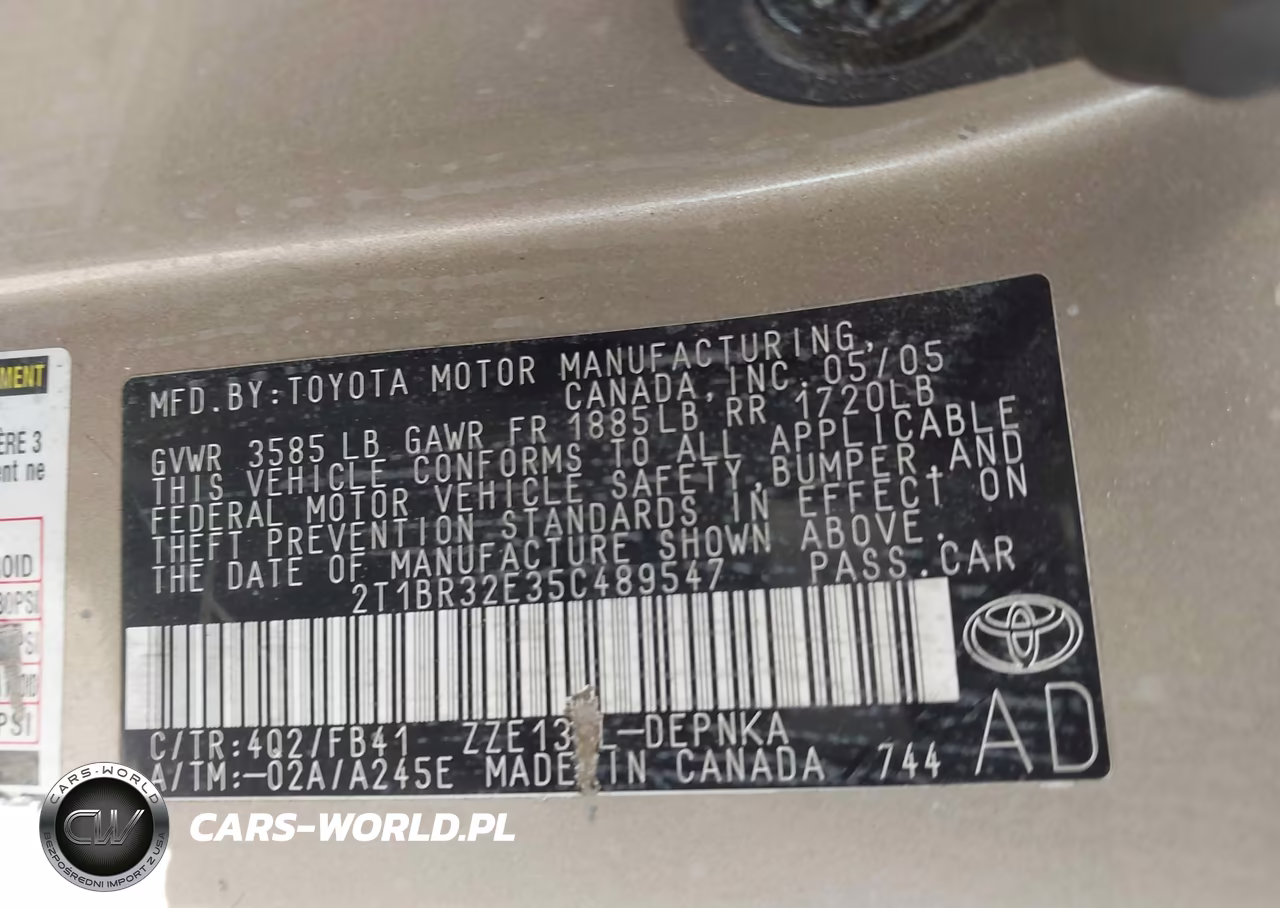 2005 Toyota Corolla Le VIN:2T1BR32E35C489547 - 9
