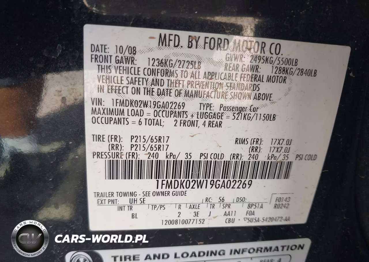 2009 Ford Taurus X Sel VIN:1FMDK02W19GA02269 - 9