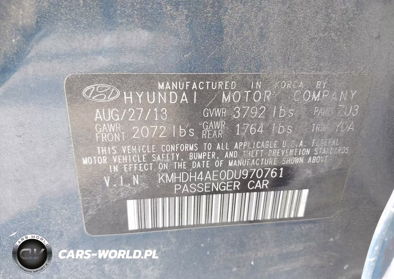 2013 Hyundai Elantra Gls VIN:KMHDH4AE0DU970761 - 9