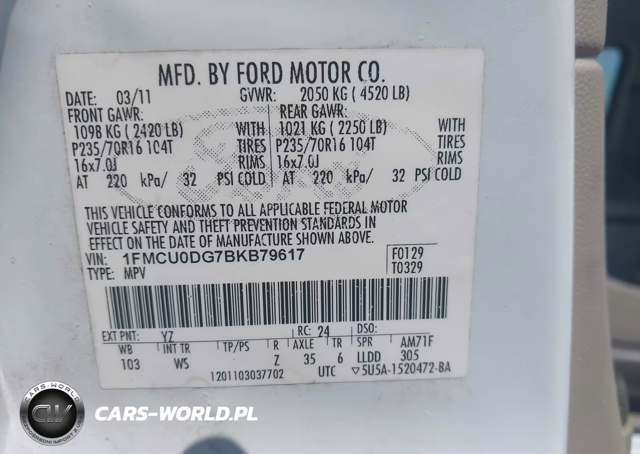 2011 Ford Escape Xlt VIN:1FMCU0DG7BKB79617 - 9