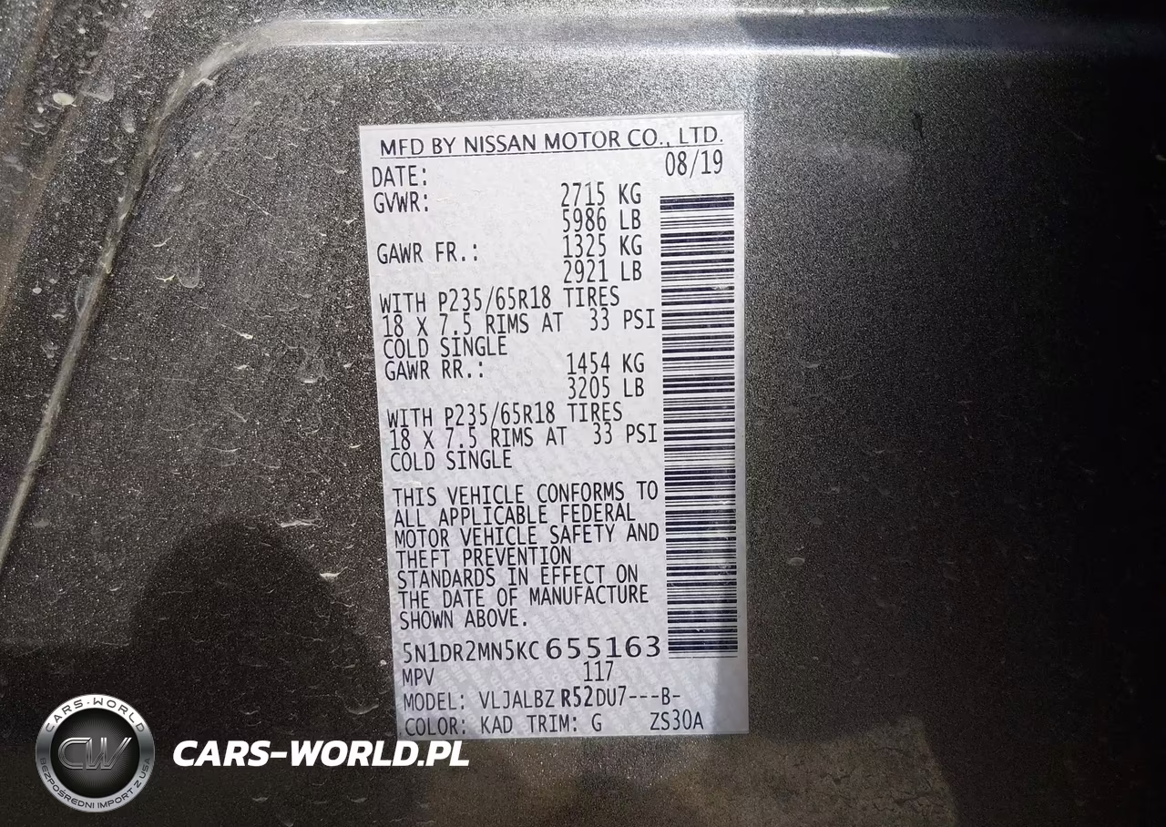 2019 Nissan Pathfinder S VIN:5N1DR2MN5KC655163 - 9