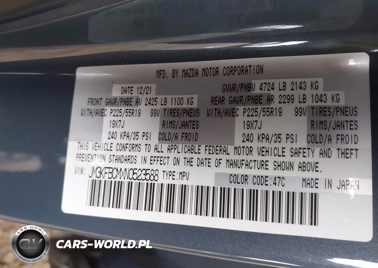 2022 Mazda Cx-5 2.5 S Carbon Edition VIN:JM3KFBCMXN0523588 - 9