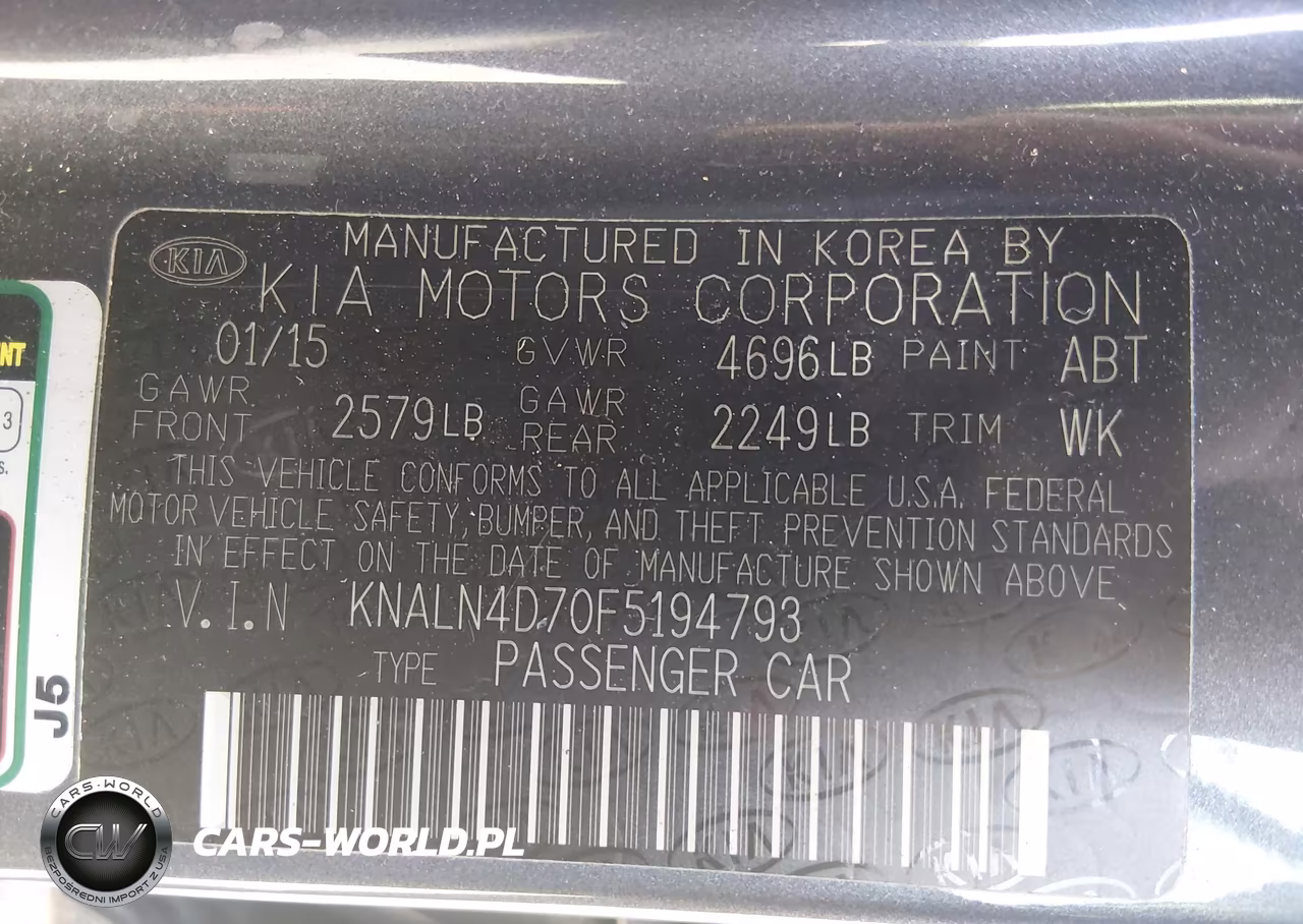 KIA CADENZA VIN:KNALN4D70F5194793 - 9
