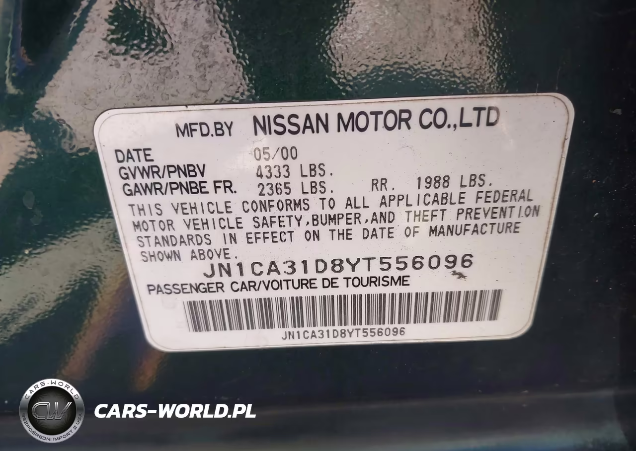 2000 Nissan Maxima Gle-Gxe-Se VIN:JN1CA31D8YT556096 - 9