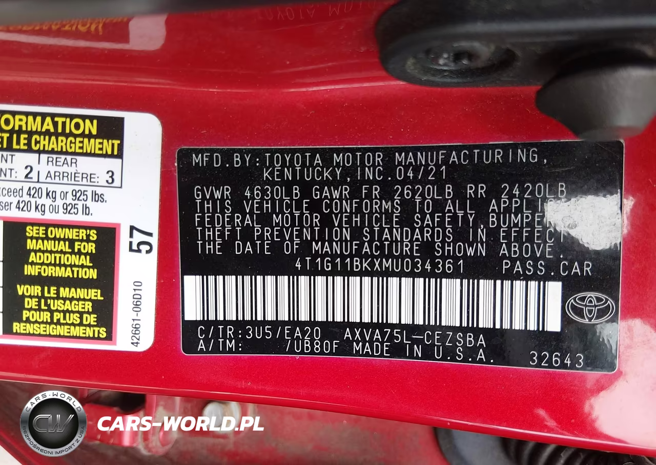 2021 Toyota Camry Se Awd VIN:4T1G11BKXMU034361 - 9