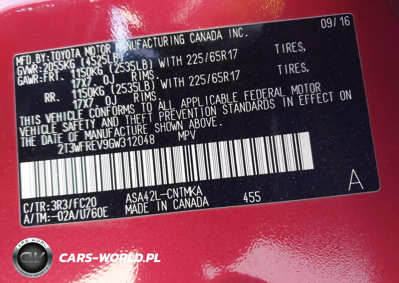 2016 Toyota Rav4 Xle VIN:2T3WFREV9GW312048 - 9