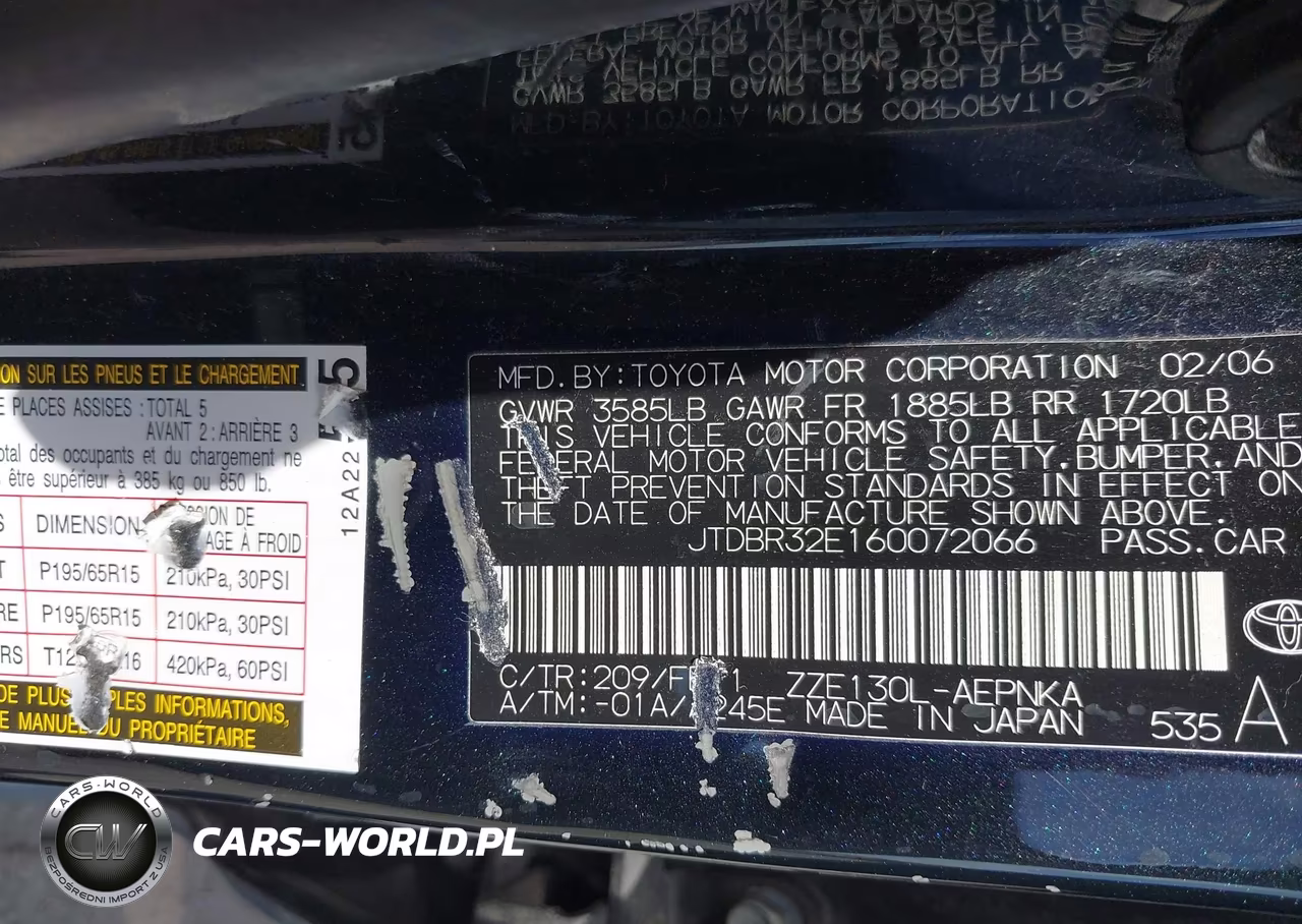 2006 Toyota Corolla Le VIN:JTDBR32E160072066 - 9