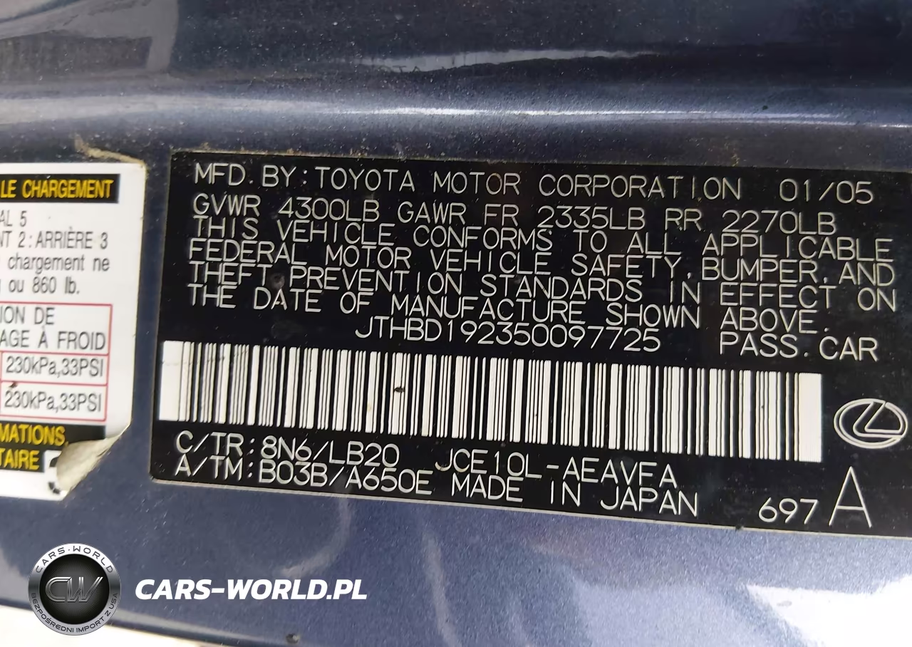 2005 Lexus Is 300 VIN:JTHBD192350097725 - 9