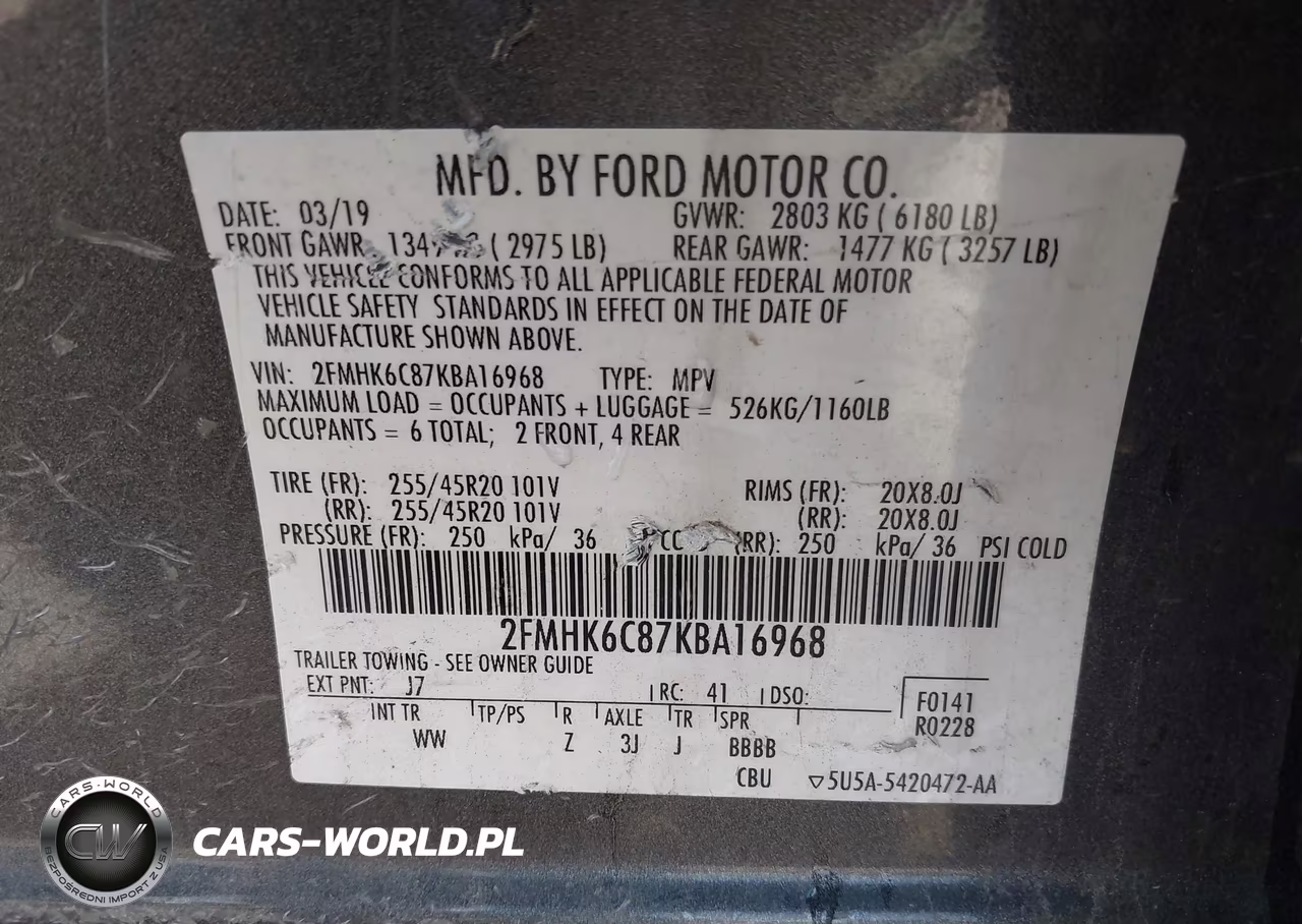 2019 Ford Flex Sel VIN:2FMHK6C87KBA16968 - 9