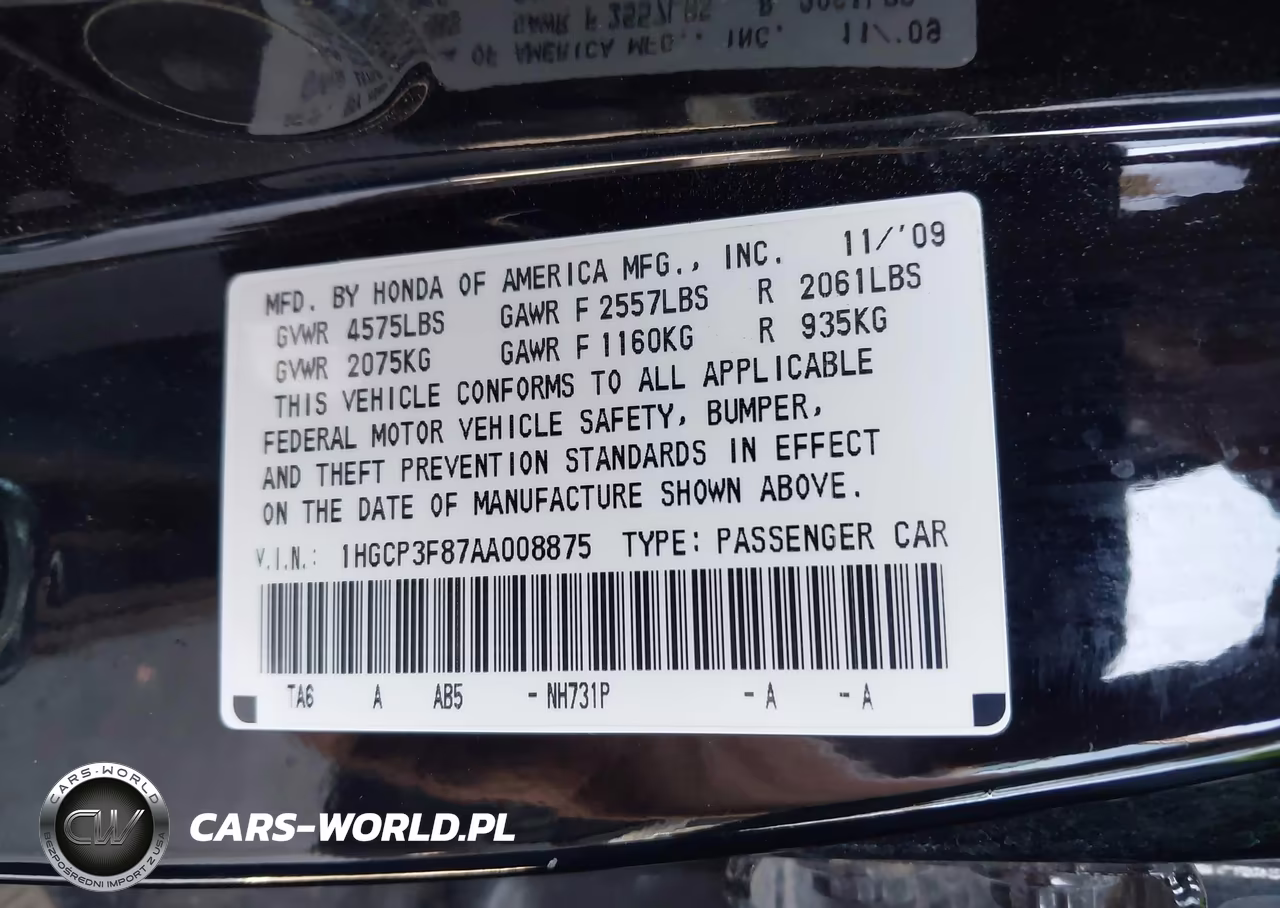 2010 Honda Accord 3.5 Ex-L VIN:1HGCP3F87AA008875 - 9