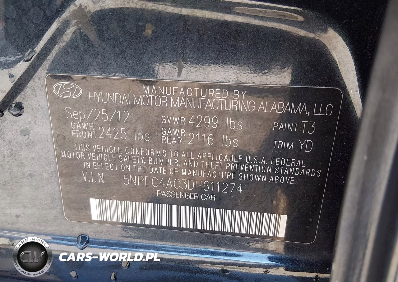 2013 Hyundai Sonata Limited VIN:5NPEC4AC3DH611274 - 9