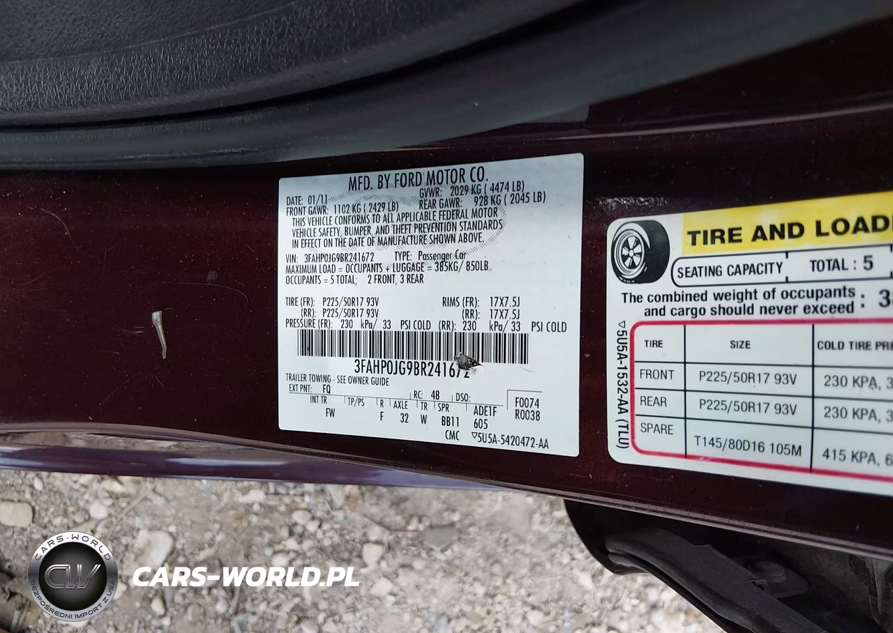 2011 Ford Fusion Sel VIN:3FAHP0JG9BR241672 - 9