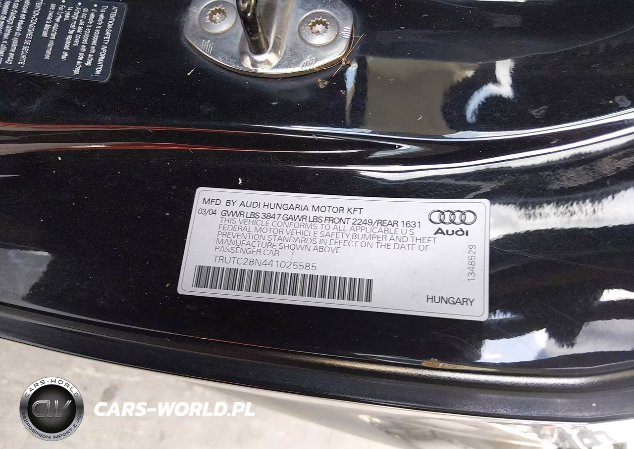 2004 Audi Tt 1.8L VIN:TRUTC28N441025585 - 9