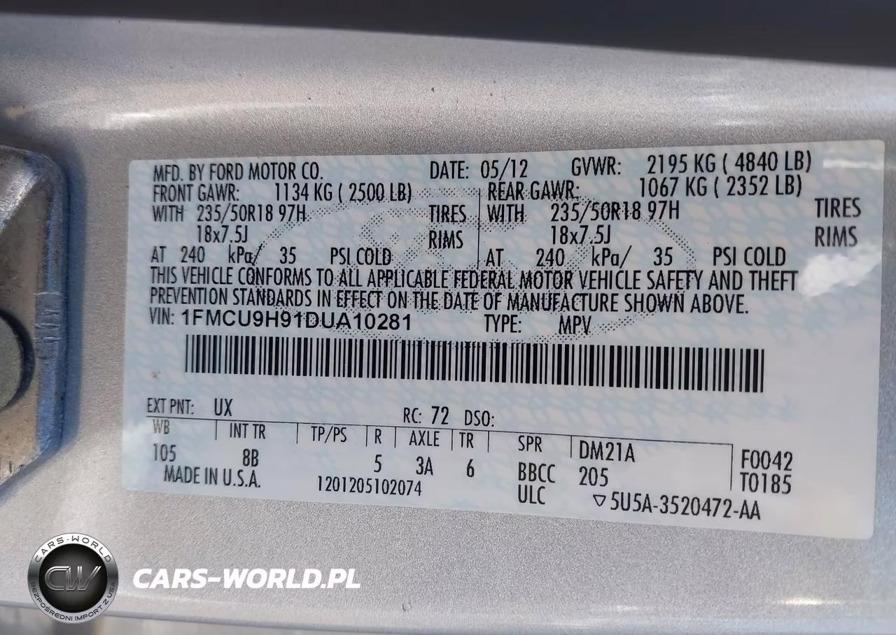2013 Ford Escape Sel VIN:1FMCU9H91DUA10281 - 9