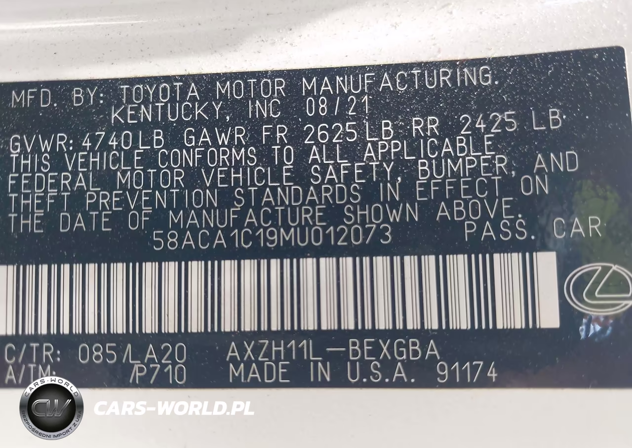 2021 Lexus Es 300H VIN:58ACA1C19MU012073 - 9