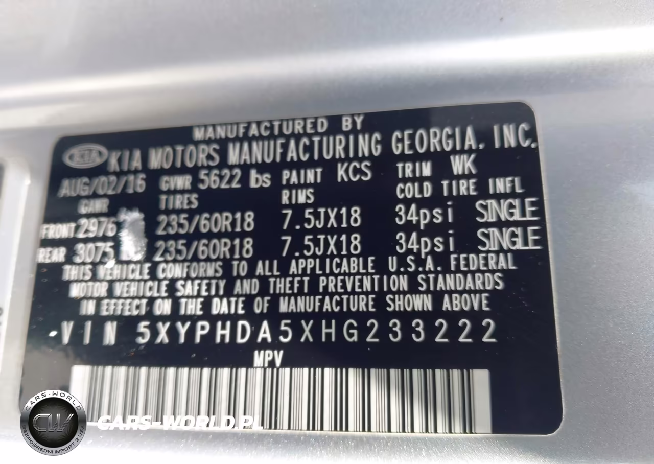 2017 Kia Sorento 3.3L Ex VIN:5XYPHDA5XHG233222 - 9
