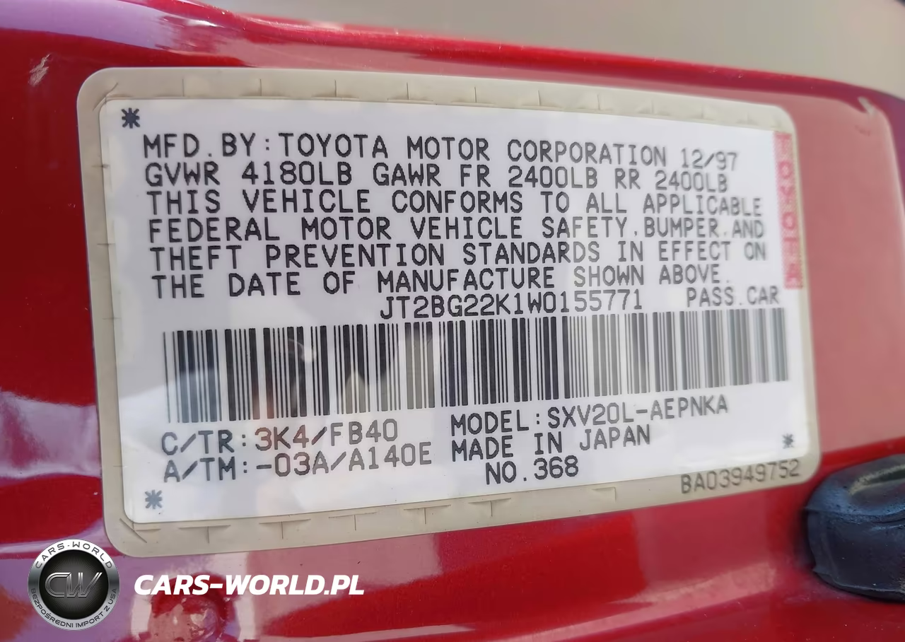 1998 Toyota Camry Le VIN:JT2BG22K1W0155771 - 9