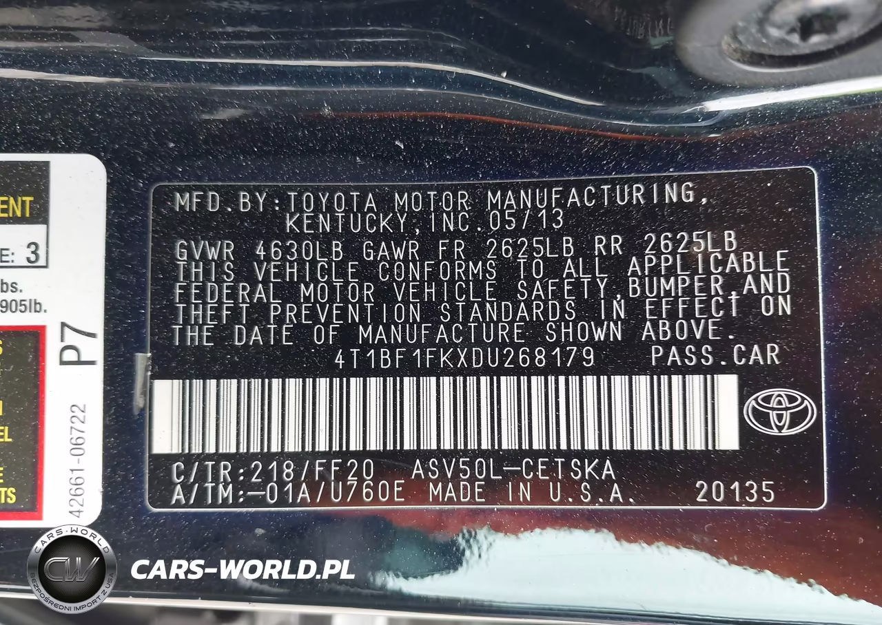 2013 Toyota Camry Se VIN:4T1BF1FKXDU268179 - 9