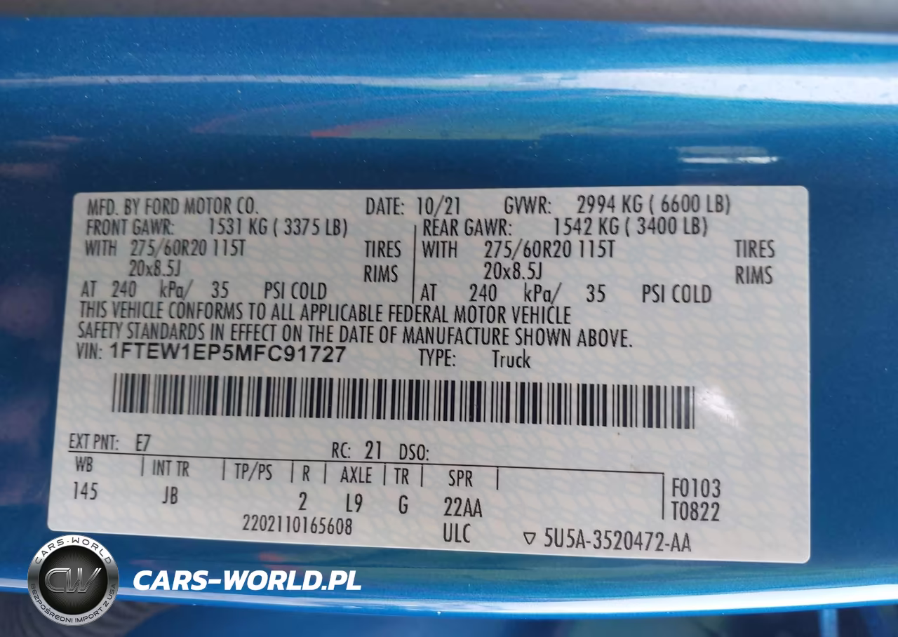 2021 Ford F-150 Xl VIN:1FTEW1EP5MFC91727 - 9