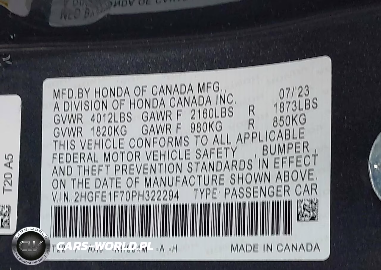 2023 Honda Civic Ex-Ex W-O Bsi VIN:2HGFE1F70PH322294 - 9